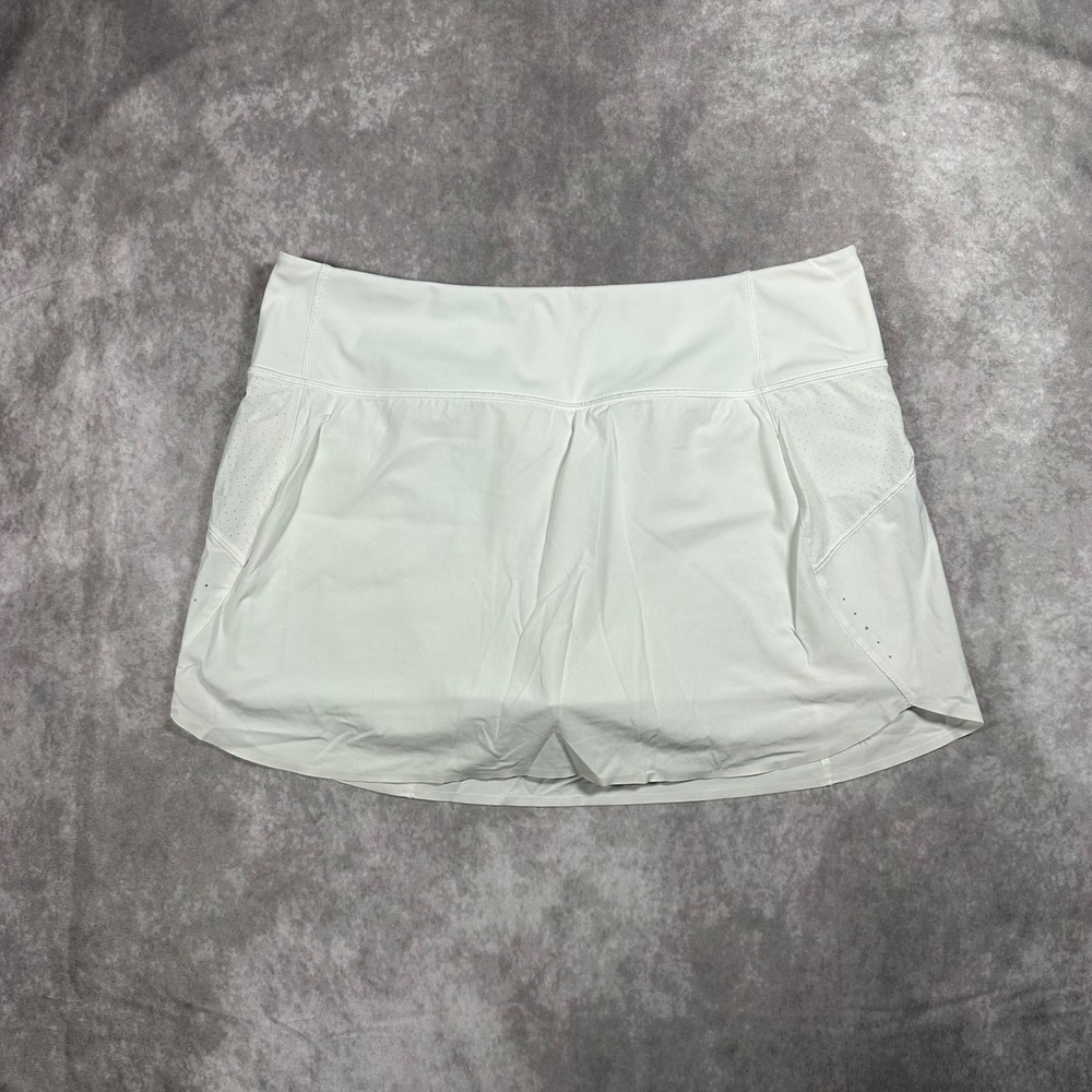 Athleta Run With It Skort 14" White Running Tennis Pickleball Skirt Womens Large